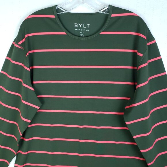 NWOT Bylt Drop Cut Long Sleeve Lux Striped Pullover Curved Hem size L - Picture 2 of 8